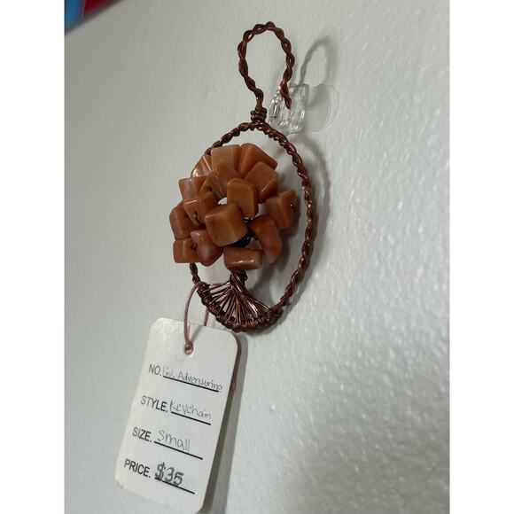 Handmade Copper and Serpentine Crystal Tree of life 3.5x2” Wall Decor - Picture 3 of 5